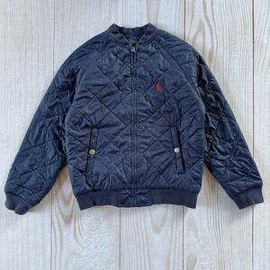 Polo Ralph Lauren Boys Small (8) Navy Blue Quilted Bomber Barn Zipper Jacket